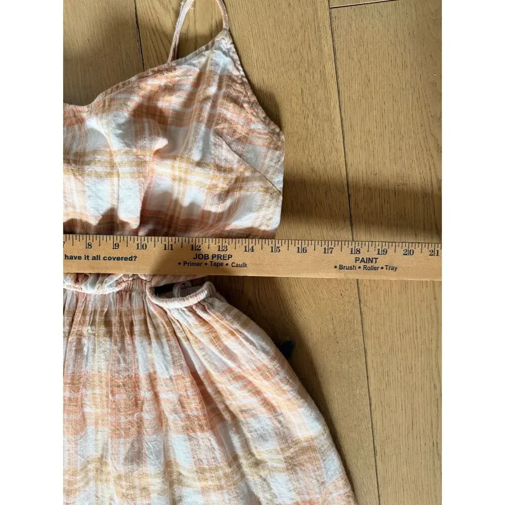 American Eagle Outfitters Pink and Peach Plaid Sundress - M NWT